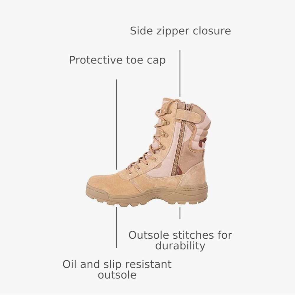 Men's Tan Tactical Boots - Picture 3 of 7